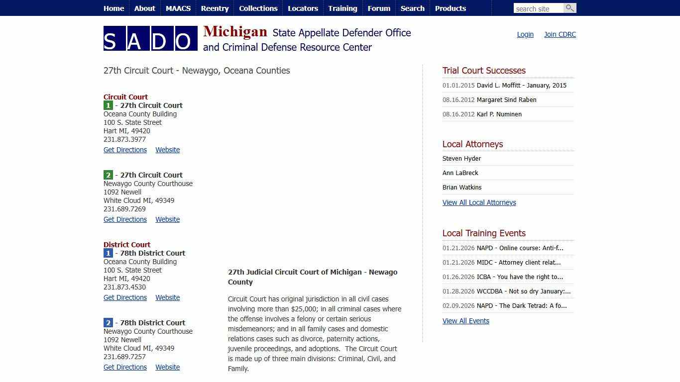 SADO - Community - 27th Circuit Court